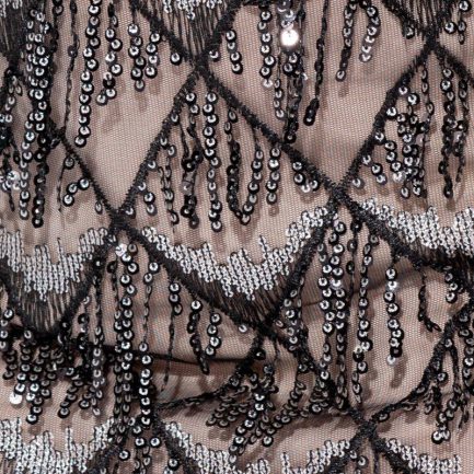 Dangling Sequin Cutaway Waist Tie Back Bodycon Dress