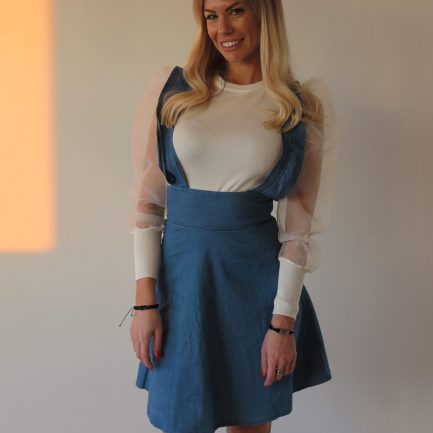 Pinafore jeans mini dress