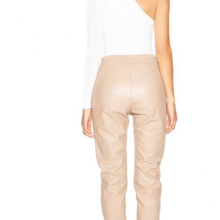 Faux leather jogging pants nude