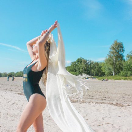 Shawl in golden brown color and in golden light color