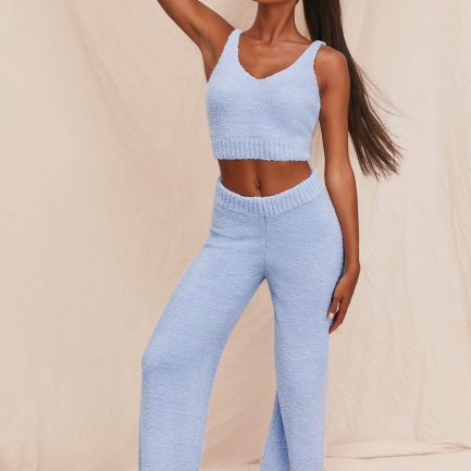 fluffy two piece set in baby blue colour