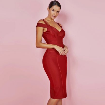 Bordeaux Off The Shoulder Dress