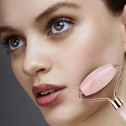 Jade roze quarts roller en gezichtsmassage + gua sha